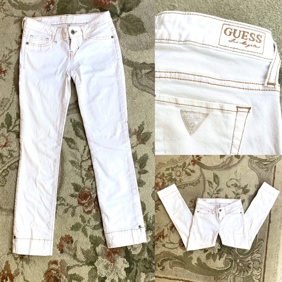 Guess Denim - GUESS Jeans Ankle Cropped White Denim Pants